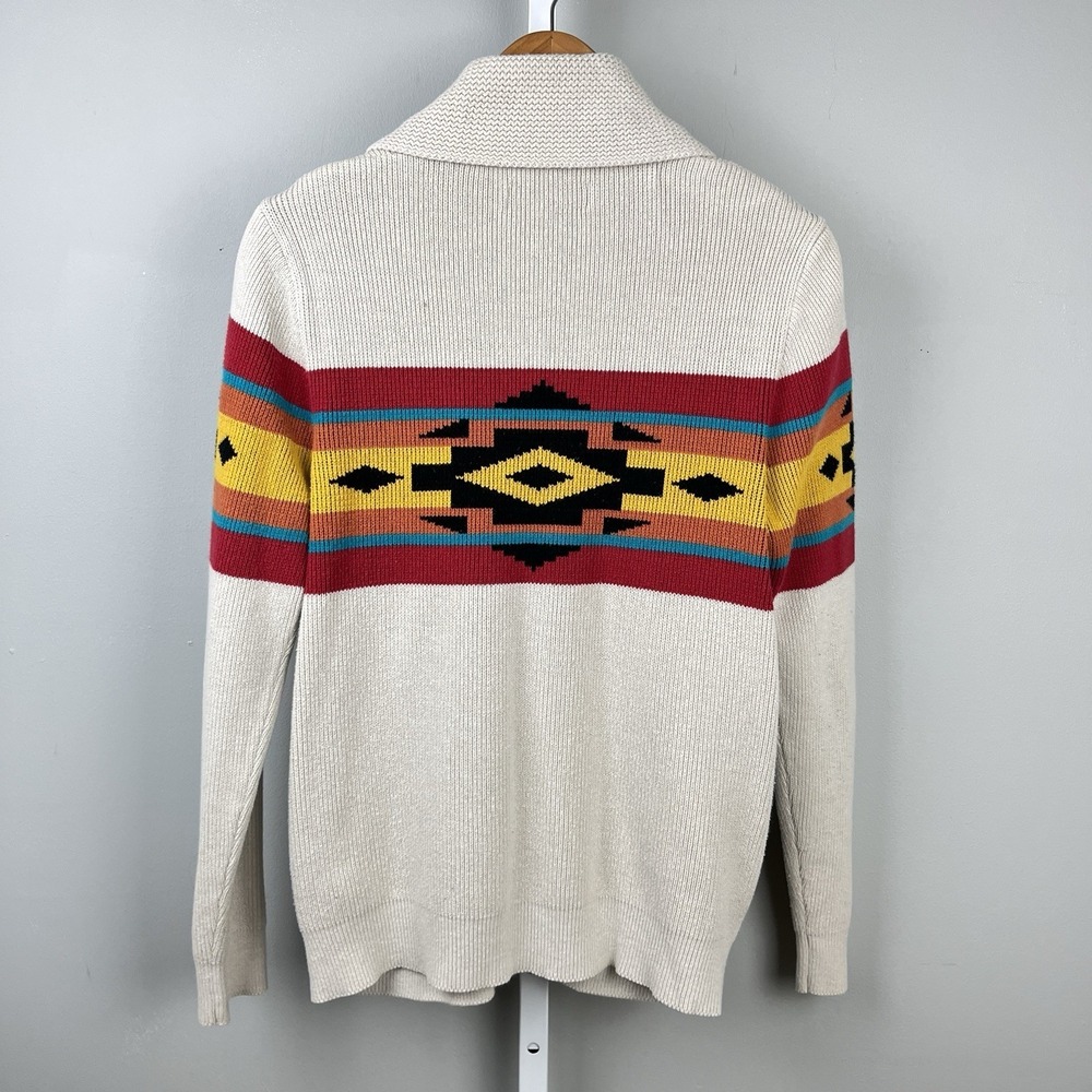 Forever 21 Men Aztec Cardigan Sweater Mens M Button Front Shawl Collar Western - Picture 5 of 6